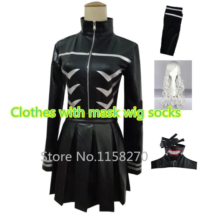 Men Anime Tokyo Ghoul Cosplay Costumes Kaneki Ken Hoodie Jackets 4pcs Suits Mask
