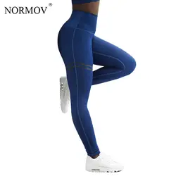 NORMOV Activewear с высокой талией, для фитнеса женские лекинсы штаны модный пэчворк тренировки Леггинсы стрейч тонкая спортивная одежда джеггинсы