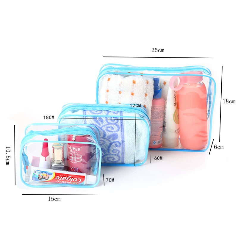 

3pcs/set PVC jelly bags Cosmetic Bag Organizer makeup washing hygiene trip to proof water bag for storage of occasional bathroom