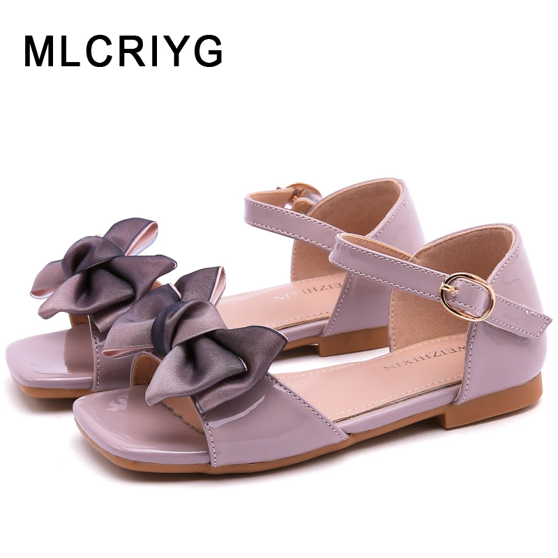 

New 2019 Summer Kids Princess Sandals Baby Girls Bow Beach Sandals Children Pu Leather Sandals Fashion Brand Flats Black Shoes