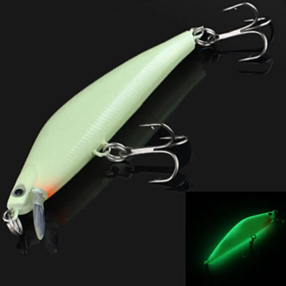 

1 PC High Quality 3D Plastic Luminous Minnow Night Fishing Lure Artificial Hard Bass Crank Bait with Triple Hook Fishing Tackle