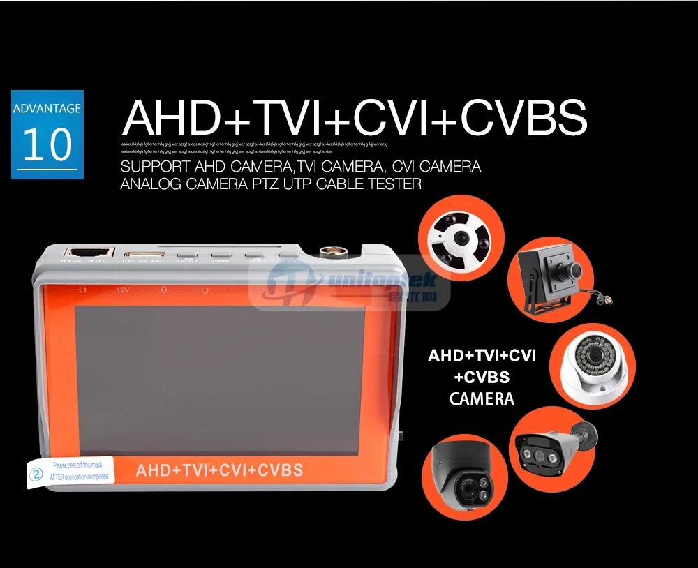 5MP камеры видеонаблюдения тестер для 4 в 1 HD AHD TVI CVI CVBS аналоговые камеры Аудио-Видео тест безопасности тестер с 4,3 дюймов ЖК-монитор