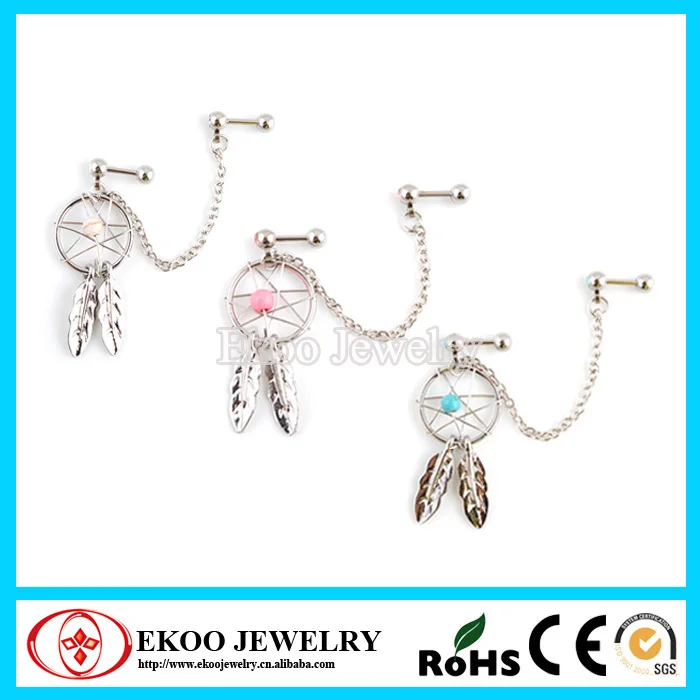 

Hot Selling Chain Linked Dream Catcher Dangle Earrings Ear Studs