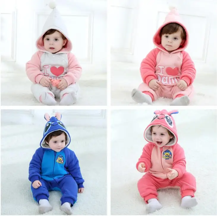 Зимние модели животных детские цельный пижамы детская одежда для малышей Плотная одежда