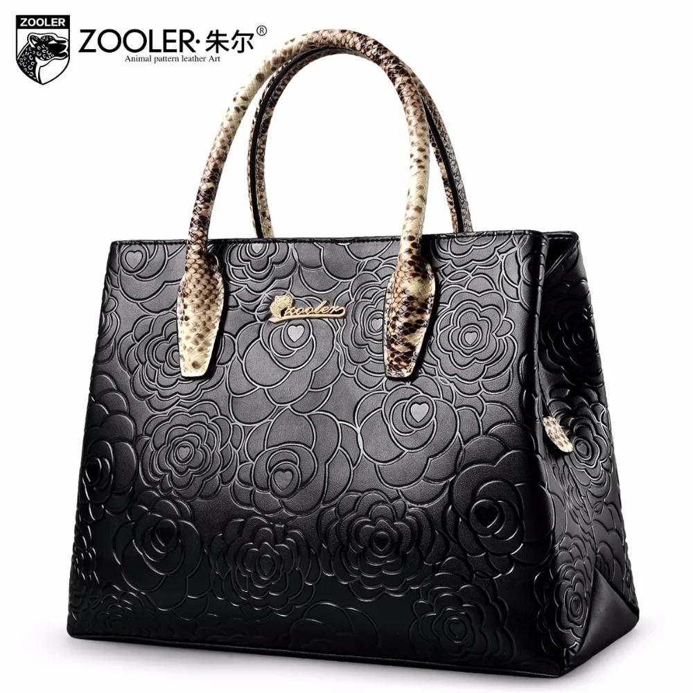 Embossed pattern leather tote bag 2018 genuine leather bag ZOOLER...