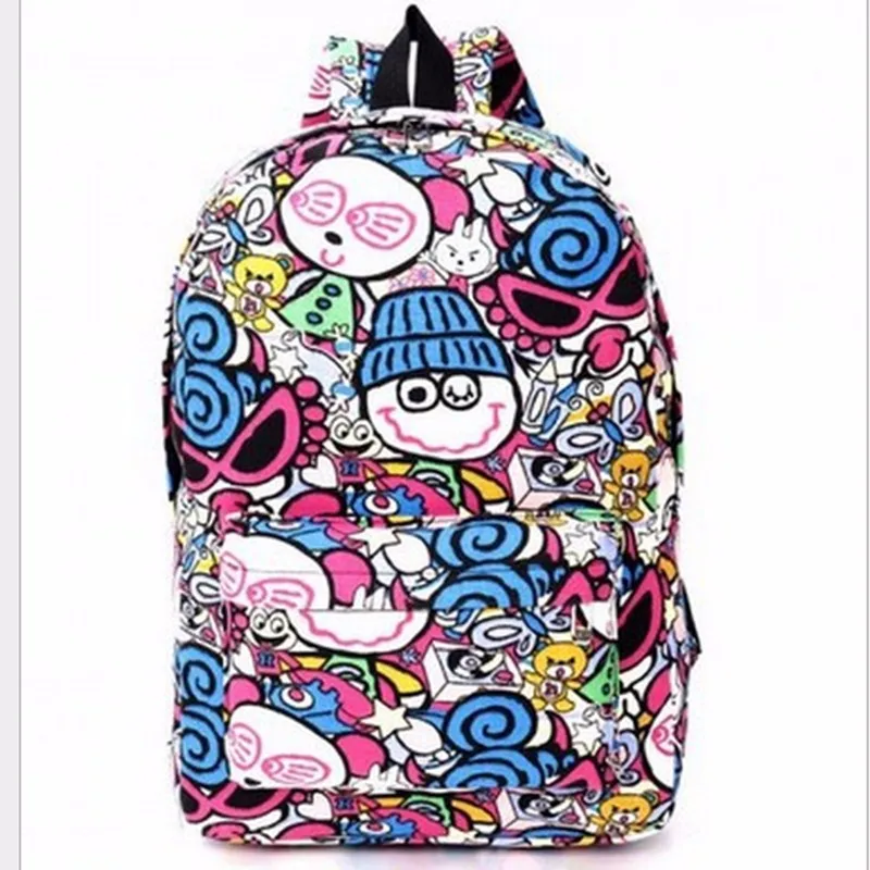 20 видов стилей Холст Граффити мультфильм женская сумка рюкзак граффити Печать Студенческая сумка рюкзаки женские Harajuku дорожная сумка