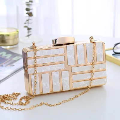 Magic Fish New Women Evening Bag Luxury Brand Design Acrylic Clutch Party Wedding Handbag Chain Crossbody Purses Wallet Clutch - Цвет: Golden clutch