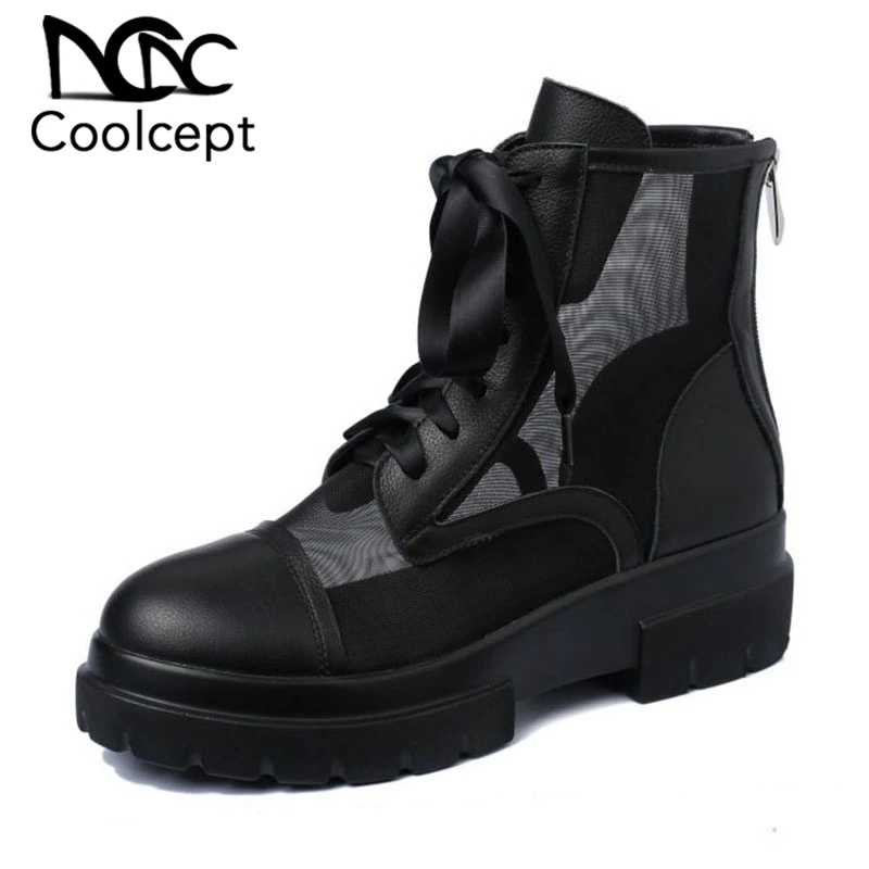 

Women Summer Real Leather Women Ankle Boots Breathable Flats Shoes Lace Up Round Toe Leisure Summer Women Footwear Size 34-40