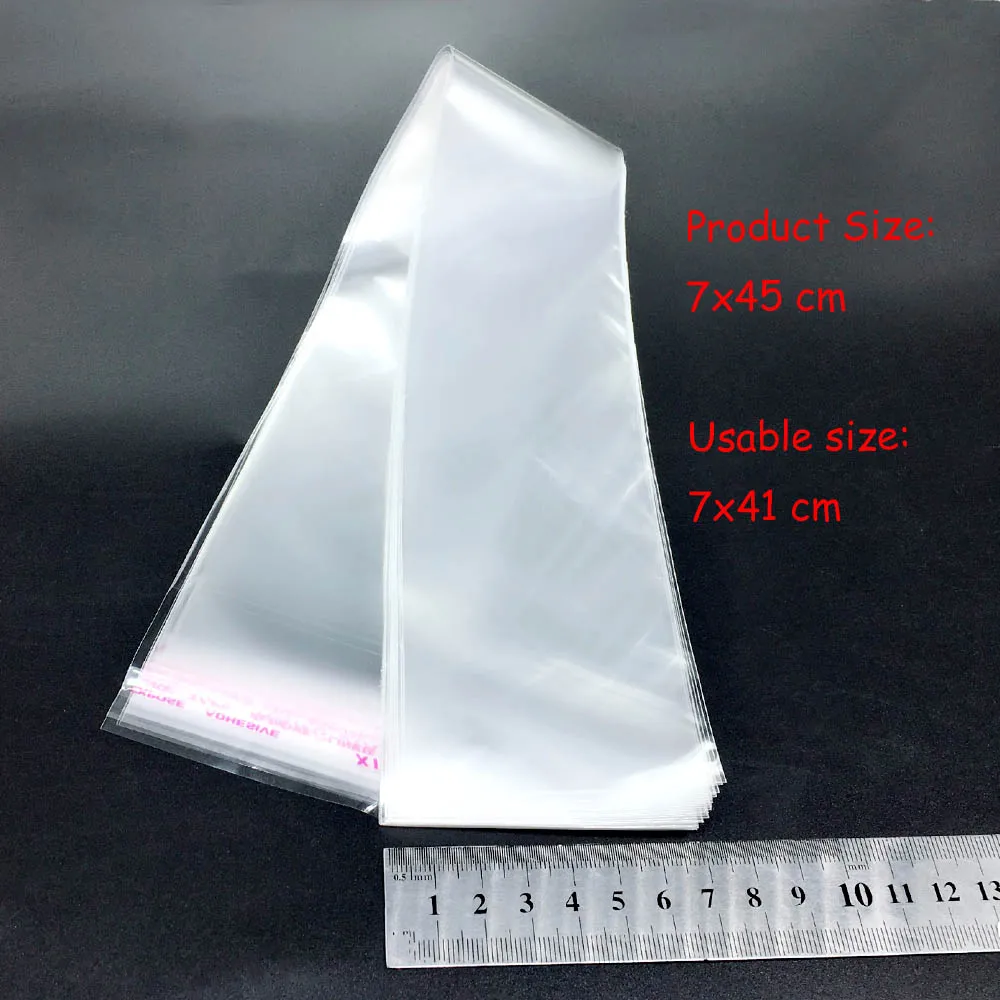 

100pcs/7x45cm Clear Transparent Plastic OPP Self Adhesive Seal Bag Resealable