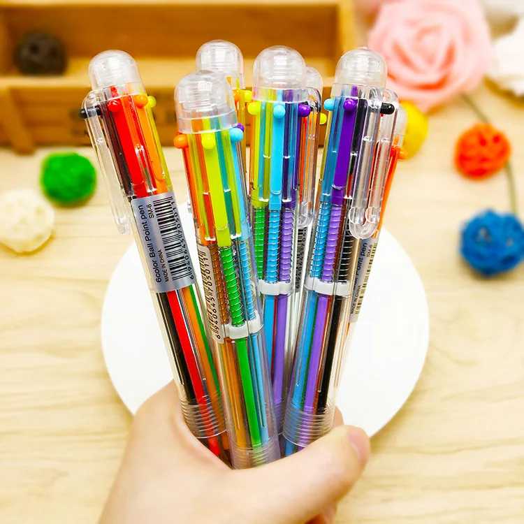 New Arrival Novelty Multicolor Ballpoint Pen Multifunction 6 In1
