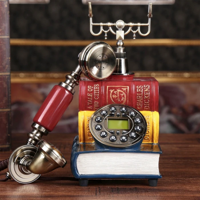 Европейская мода, винтажный телефон, набор ключей, британский красный, 3 книги, античный, полимер, стационарный, ретро телефон для офиса, дома, отеля, дома