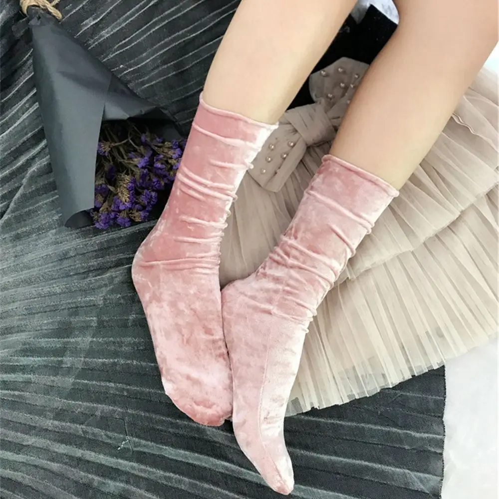 1 пара, модные женские зимние теплые повседневные Бархатные ретро-носки, мягкие винтажные носки, ножной браслет, бархатные длинные носки
