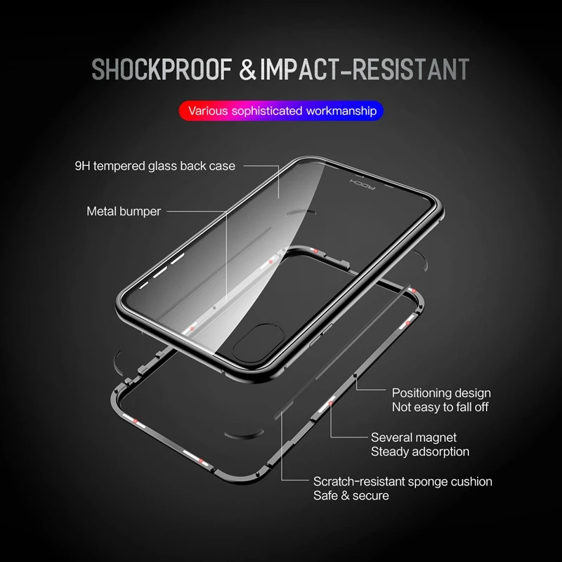 ROCK ультра Магнитный чехол для iPhone X XS Max XR металлический автоматический