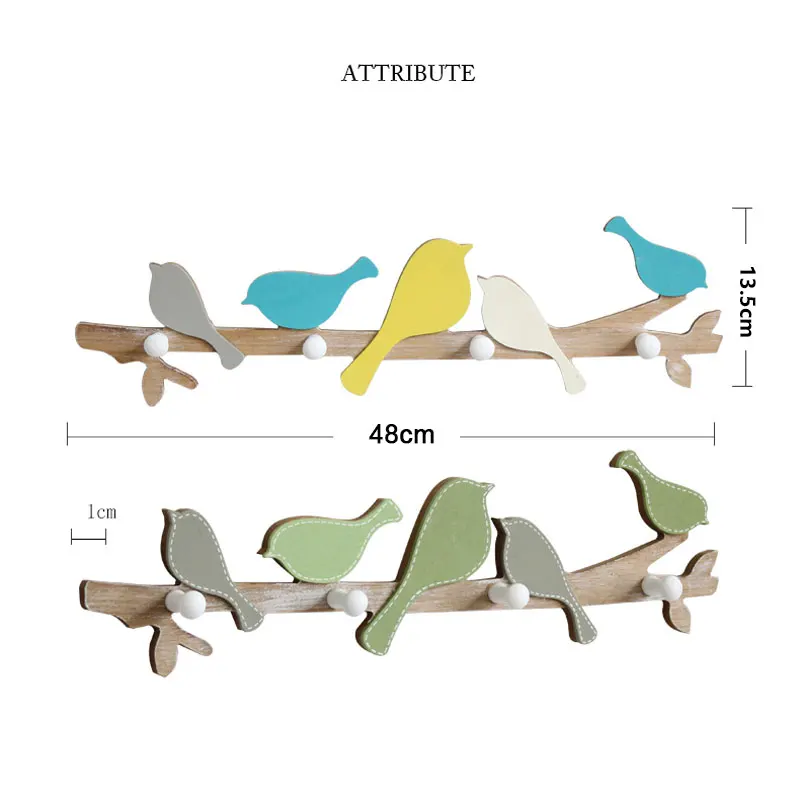 Креативная одежда с птицами, крючок для гостиной, деревянная вешалка для пальто, детская спальня, дверь, крыльцо, украшение стены, крючок, настенный, подвесной, для ключей, рама, стойка