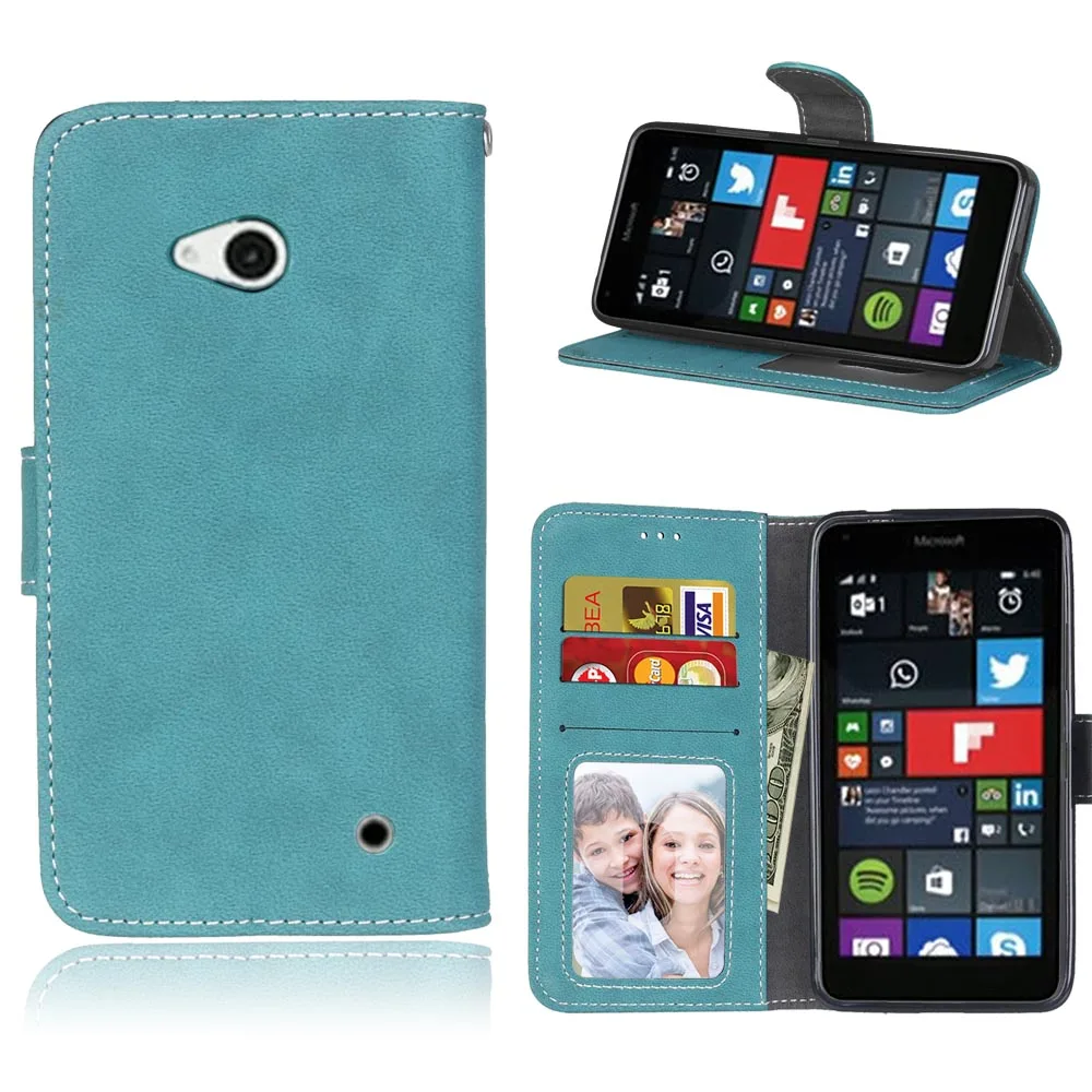 

Luxury Retro PU Frosted Flip Stand Leather+Soft Rubber TPU Case For Nokia Microsoft Lumia 640,Card Slot Phone Shell Cover+Gift
