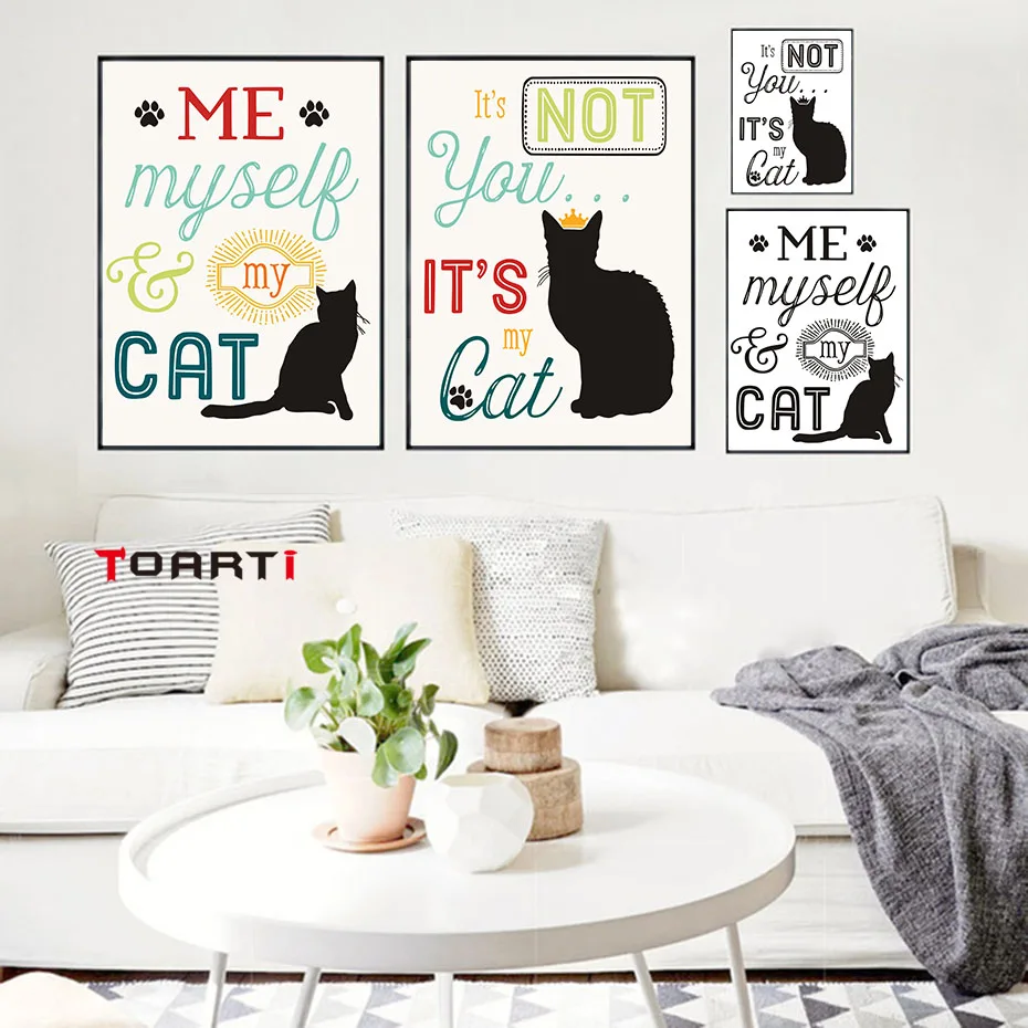 Black Cat Animals Canvas Painting  (2)