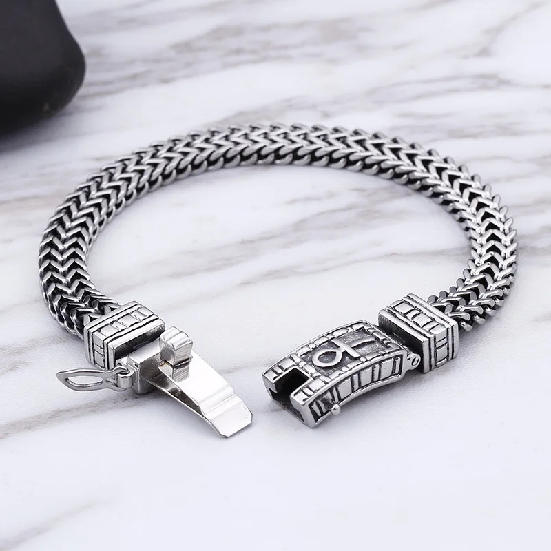 Tanie 8mm nowy egipski Ankh Symbol życia Charm bransoletki dla kobiet mężczyzn ze stali nierdzewnej srebrny Mesh łączenie bransoletki i łańcuszki na rękę biżuteria