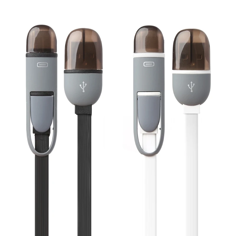 Уникальный 2 в 1 USB 3 Type C + Micro зарядка данных TPE плоский кабель для телефона