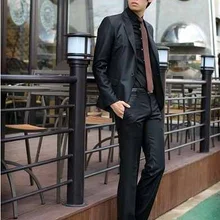 Новое поступление черный одна кнопка 2 шт. Модные Мужской костюм Homme Высокое качество последние Стиль Для мужчин костюмы(JacketPantTie