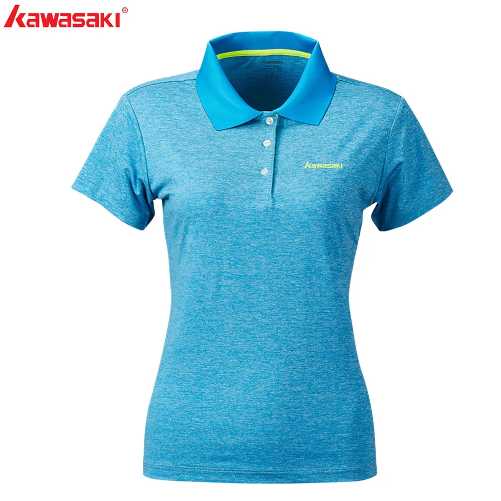 KAWASAKI синяя футболка для женщин быстросохнущая для ракеток для бадминтона и тенниса фитнес футболки короткий рукав спортивная ST-S2117