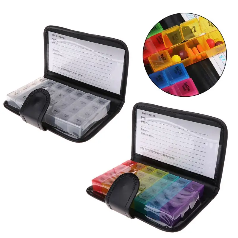 

Weekly 28 Day Tablet Pill Box Holder Medicine Storage Case Organizer Container Ramdon color