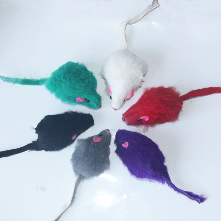 

New Funny Mini Plush Pet Kitten Cats Bright Colored Little Mouse Toys Randomly