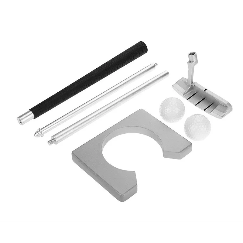 Portable Right Hand Golf Putter Kit Mini Indoor Golf Putting Practice Training Clubs Putter Kit With Goal Rack Balls & Bag