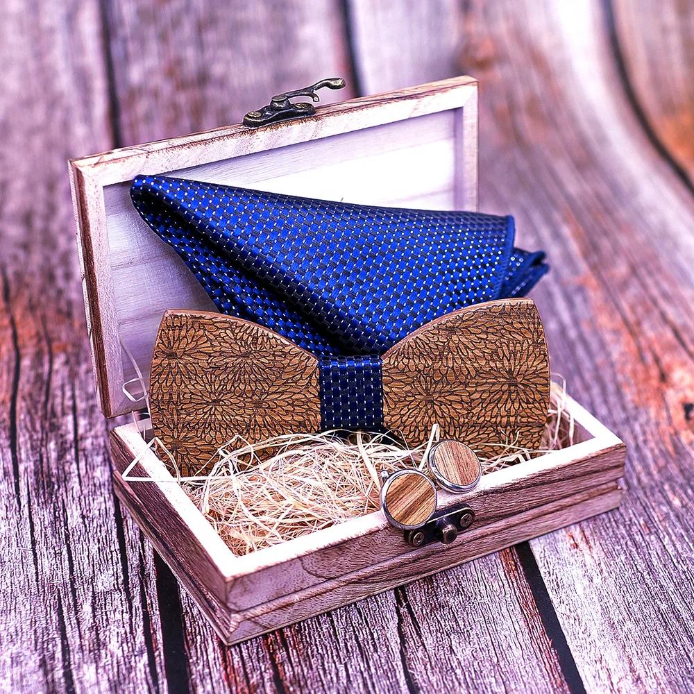 2019 Новый Зебра резной деревянный галстук-бабочка галстук шарф Набор Запонок Европа и США Свадебный деревянный Мужской Жених аксессуары