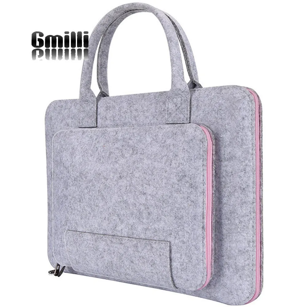 

Wool Felt Casual Handbag 17 16 15 12 11 inch Laptop Bag Handle Bag Notebook Messenger Bag For Macbook Air Pro Retina Dell Sony