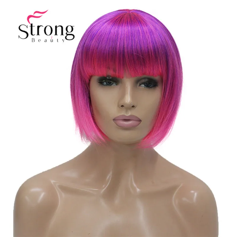 Escolhas de Cor Strongbeauty Rosa Curto Ponto Parte Cosplay Partido Peruca Sintética Cheia Bob