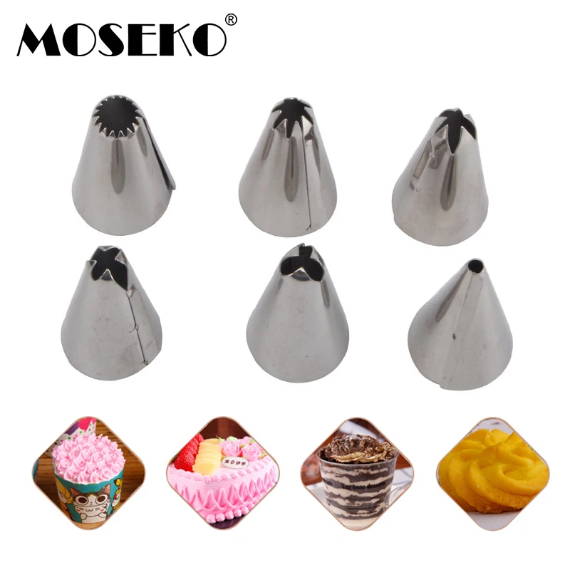 

MOSEKO 6pcs Cake Cupcake Decorating Tools DIY Icing Piping Nozzles Pastry Tips