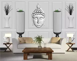 Фотообои на заказ, Высококачественная элегантная 3d Трехмерная простая Европейская гипсовая ваза-статуэтка Будды, рельефная стена