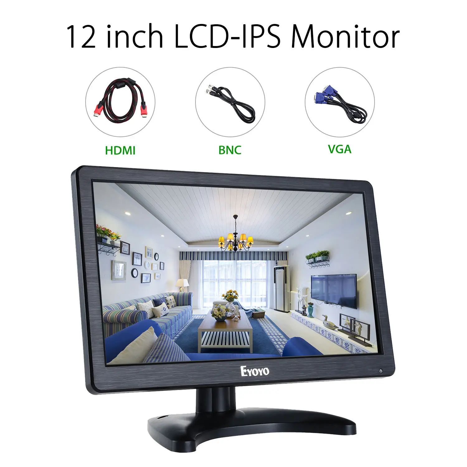EYOYO H1116 12 &quotЖК монитор безопасности HD 1366x768 ips с HDMl BNC кабелем Аудио Видео дисплей