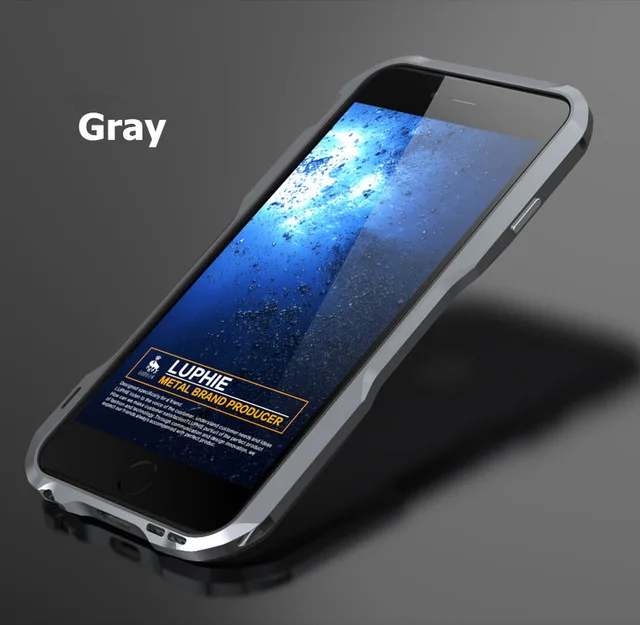 Luphie чехол для iPhone X 8 7 Plus противоударный Броня Роскошный металлический бампер неправильной Алюминий крышка для iPhone 6 6 S плюс - Цвет: Серый