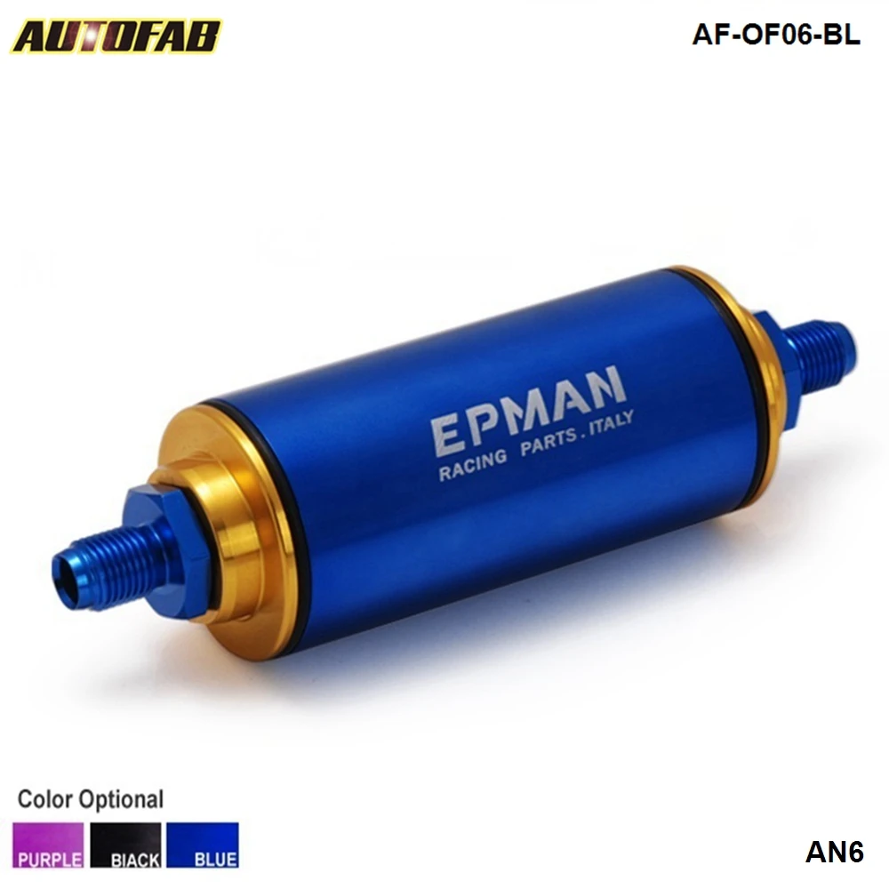 Universal Racing Aluminum Blue AN6 High Flow Fuel Filter N/A Turbo Super Charge AF-OF06-BL