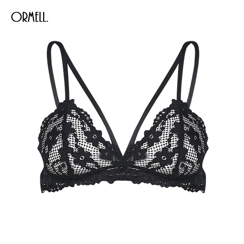 ORMELL Sexy Thin Lace Bra Plus Size Backless Bras For Women Beauty Comfortable Underwear Female