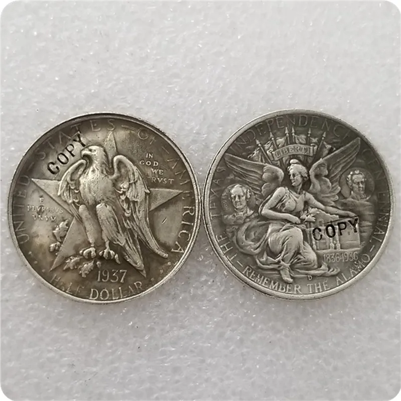 1937D Античное серебро США 1934-1938 Техасский юбилейные 50 центов копии монет - Цвет: 1937D