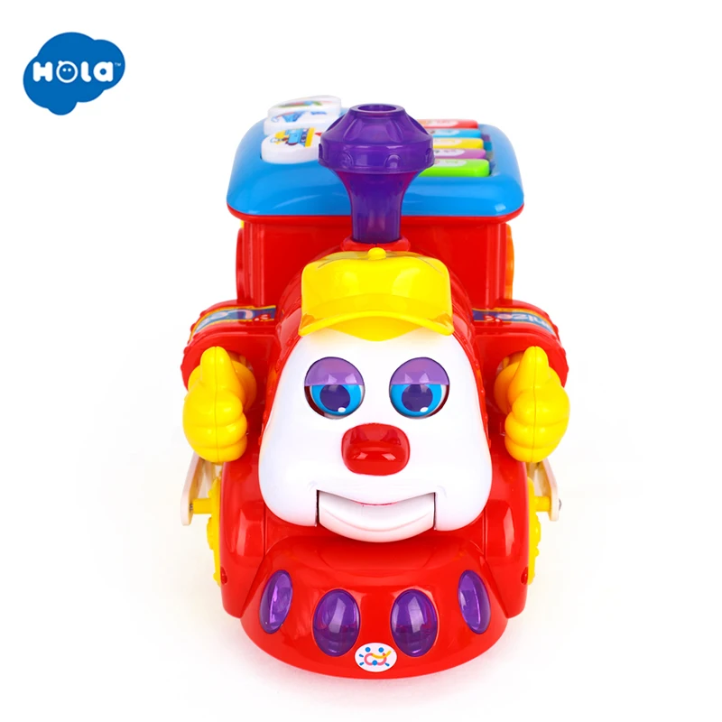 HOLA 556 Baby Toys IQ Train On Wheels Electric Toy with Light & Music Learning Educational Toys for