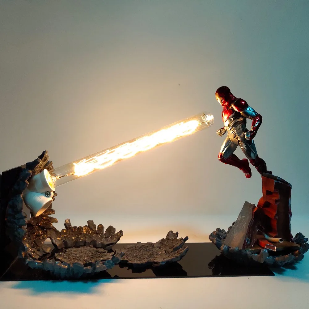 

Iron Man Figure MK47 Laser Cannon LED Table Lamp Action Figures Anime The Avengers Endgame Iron Man Figurine Diorama Toys