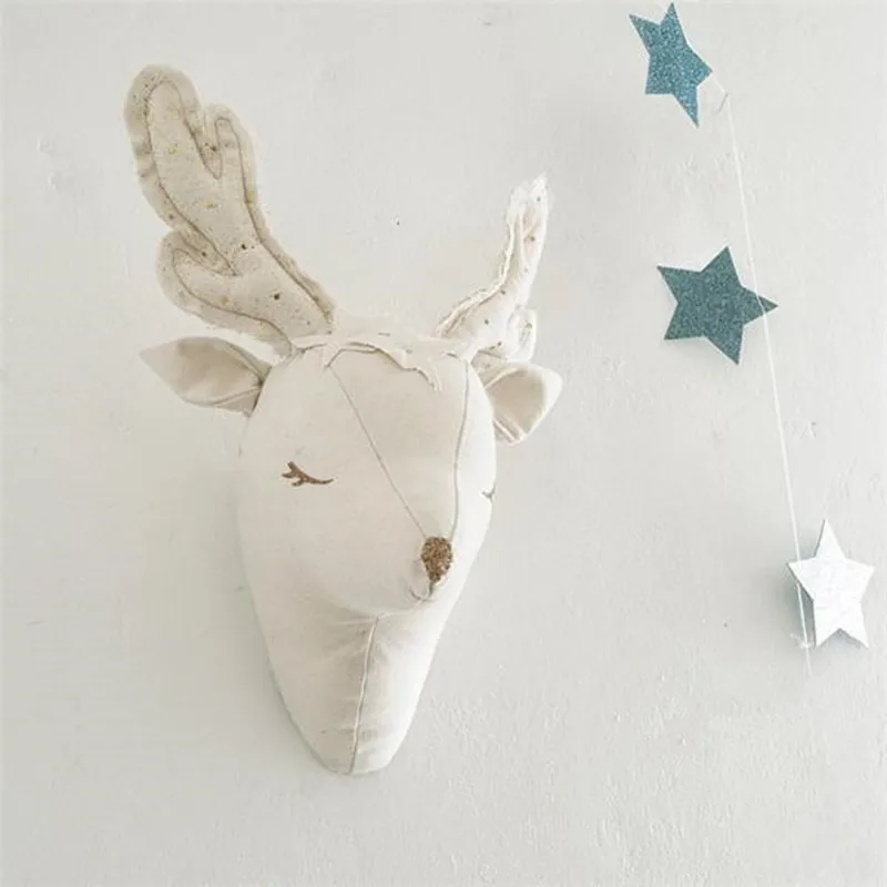 3D Белый олень, чучело, голова животного, декор для детской комнаты, украшение для детской комнаты, украшения для детской стены