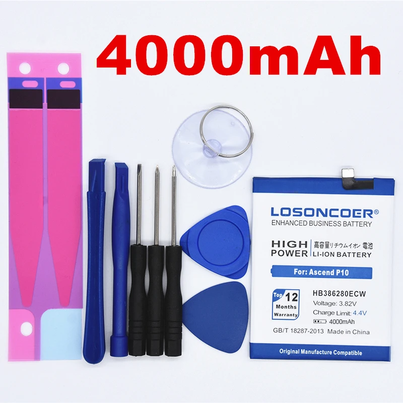 

100% Original LOSONCOER 4450mAh HB386280ECW Battery for Huawei Ascend P10 honor 9 STF-L09 STF-AL10 STF-AL00 VTR-AL00 VTR Battery