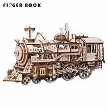 Finger Rock 3D деревянные заводные шестерни привод Поезд Локомотив сборки паззлы игрушки DIY образовательные 3D Пазлы для детей