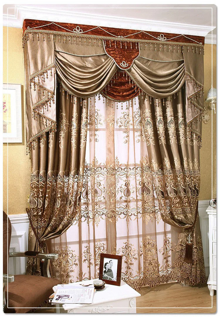 Европейский стиль роскошный подзор для Затемняющая штора жалюзи valance s с бисером кулон cortinas dormitorio