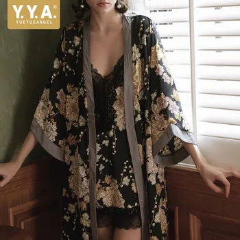 

High Quality Luxury Womens Nightgown Vintage Floral Homewear Female Autumn Sexy Lace V-Neck Suspender Nightdress Hot Sale