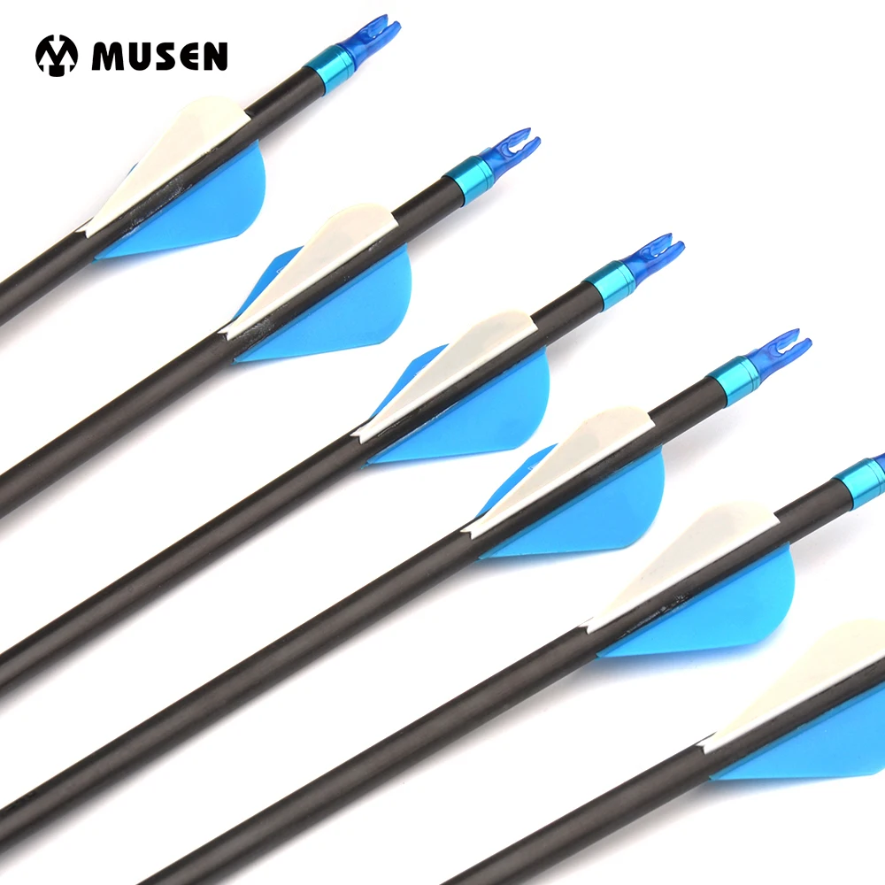 

6/12/24pcs 340 Spine 32" Pure Carbon Arrow Shaft with Replaceable Arrow Head Compound Bow Hunting Shooting Archery Sport
