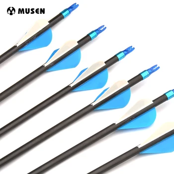 

6/12/24pcs 340 Spine 32" Pure Carbon Arrow Shaft with Replaceable Arrow Head Compound Bow Hunting Shooting Archery Sport