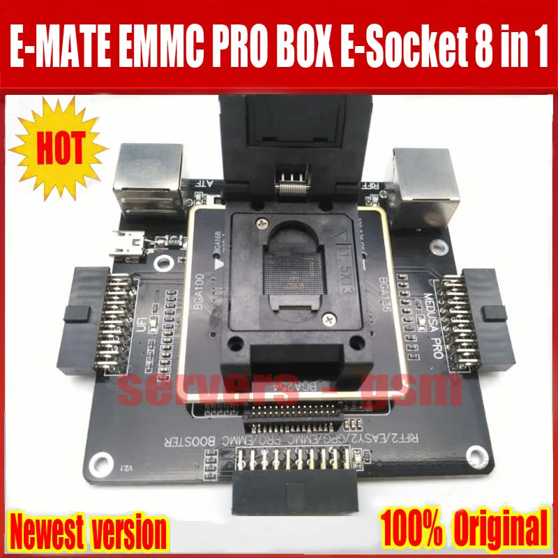 Новые оригинальные E-MATE коробка памяти на носителе EMMC BGA 8 IN1 Поддержка BGA100 136 168 153 169 162 186 221 529 254 для легкий JTAG плюс UFI коробка центробежный насос