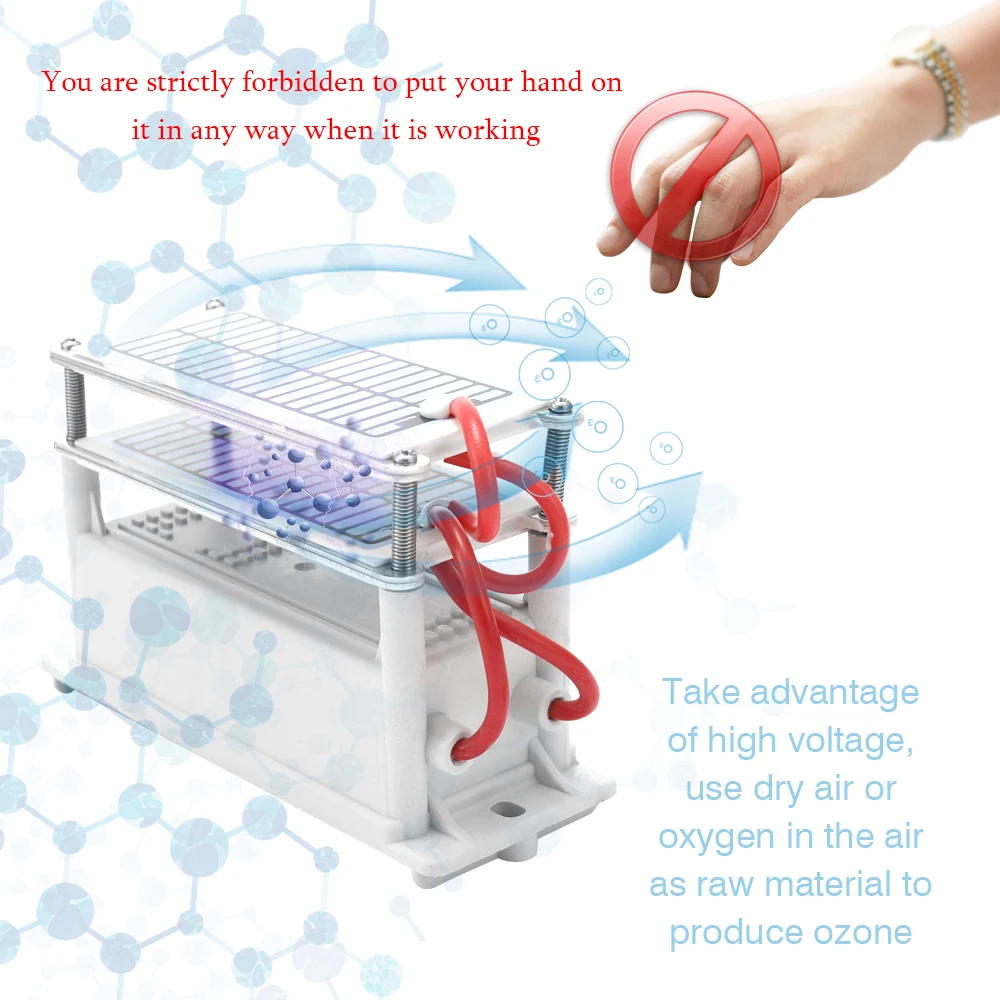 Портативный Керамический озоновый генератор, 220 В, 24 г, длительный срок службы, две таблетки озона, интегрированный пластинчатый очиститель воды, озонатор