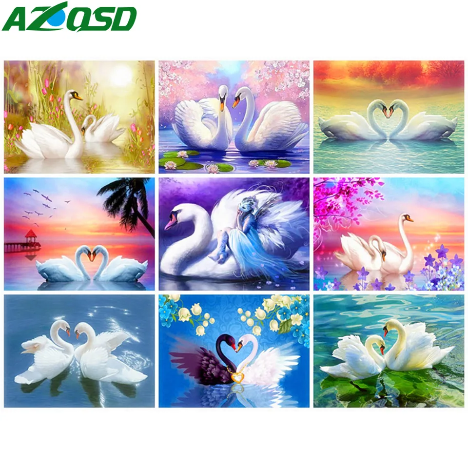

AZQSD Diamond Embroidery Swan Gift Diamond Painting Home Decor Needlework Full Square Animal Cross Stitch 5D DIY Handmade