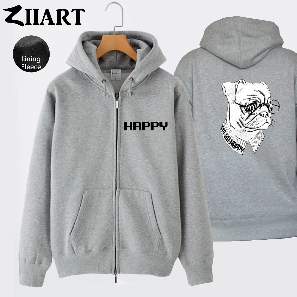 I'm So Happy Pet Dog Bulldog очки полосатая рубашка для девочек Женская флисовая толстовка